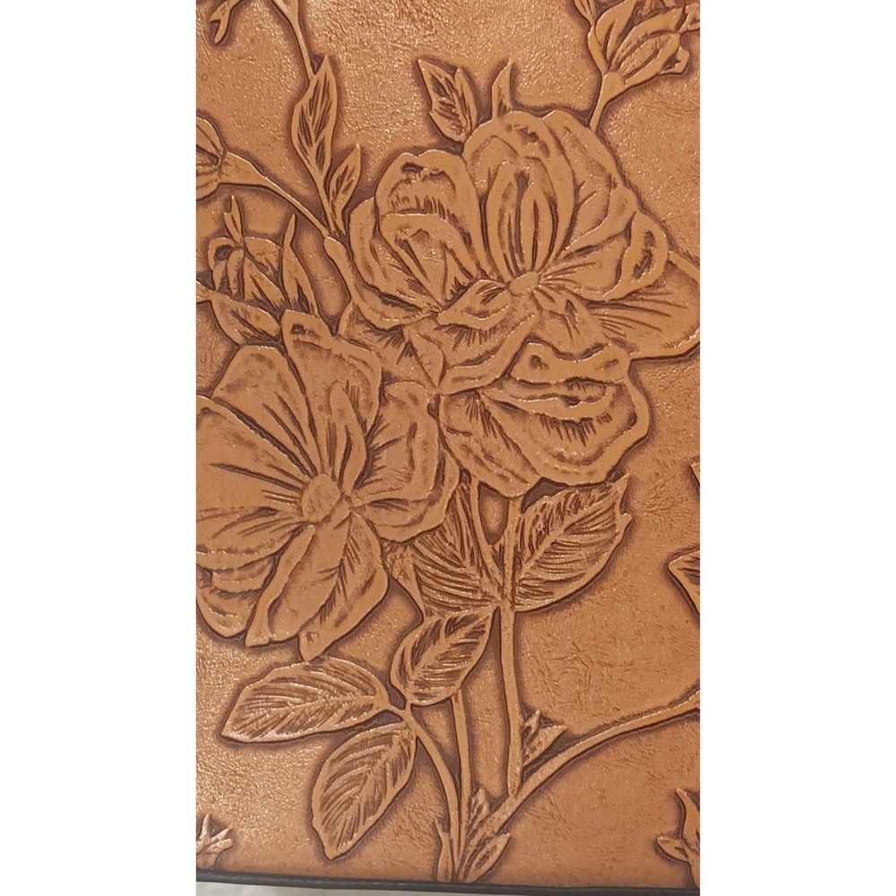Vegan Purse hand tooled look faux turquoise accent - Picture 2 of 8